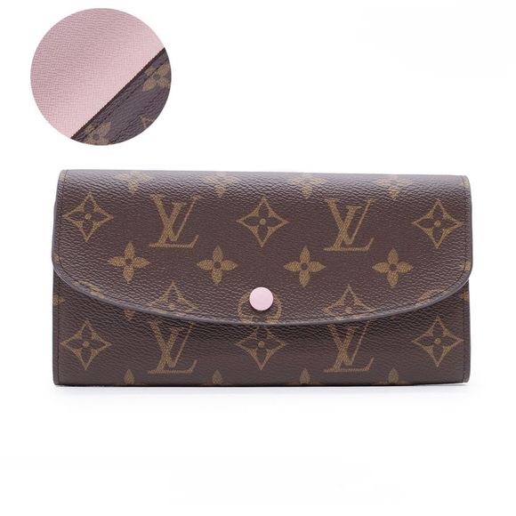 Louis Vuitton Portefeuille Emily Monogram Brown Pink Long Wallet Handbag - Picture 1 of 7